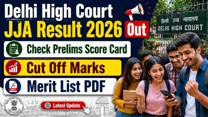 Delhi High Court JJA Result 2026 Out : Check Prelims Score Card, Cut Off Marks, Merit List PDF