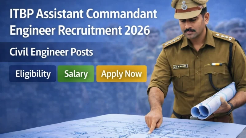 ITBP Assistant Commandant Engineer Recruitment 2026 : Civil Engineer Posts, Eligibility, Salary, Apply Now