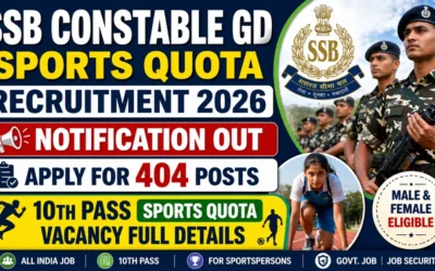 SSB Constable GD Sports Quota Recruitment 2026 Notification Out : Apply for 404 Posts, 10th Pass Sports Quota Vacancy Full Details