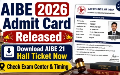 AIBE Admit Card 2026 Released : Download AIBE 21 Hall Ticket Now, Check Exam Center & Timing