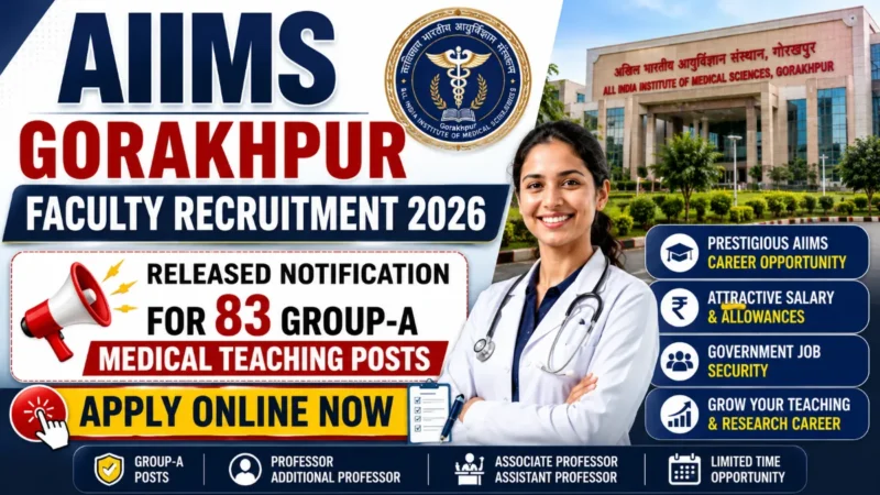AIIMS Gorakhpur Faculty Recruitment 2026 Released for 83 Group-A Medical Teaching Posts, Apply Now