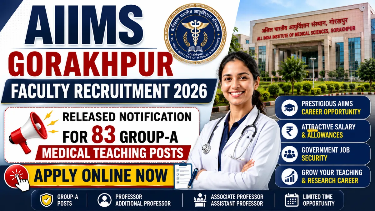 AIIMS Gorakhpur Faculty Recruitment 2026 apply online for 83 Group-A medical teaching posts