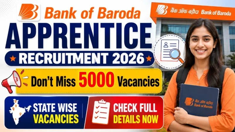 Bank of Baroda Apprentice Recruitment 2026 : Don’t Miss 5000 Vacancies, State Wise Vacancies, Check Full Details Now