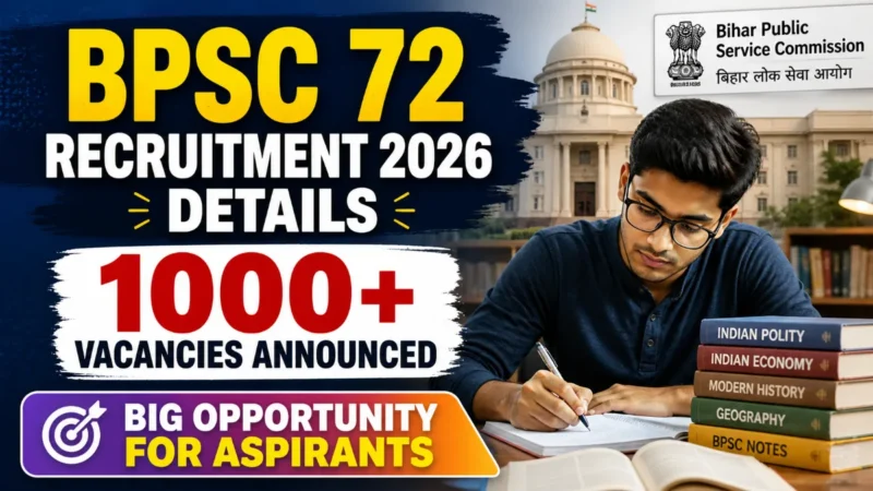 BPSC 72 Recruitment 2026 Details: 1000+ Vacancies Announced, Big Opportunity You Shouldn’t Miss