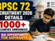 BPSC 72 Recruitment 2026 Details: 1000+ Vacancies Announced, Big Opportunity You Shouldn’t Miss