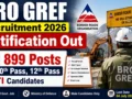 BRO GREF Recruitment 2026 Notification Out : 899 Posts for 10th Pass, 12th Pass & ITI Candidates
