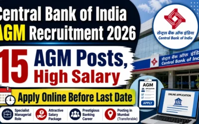 Central Bank of India AGM Recruitment 2026 : 15 AGM Posts, High Salary, Apply Online Before Last Date