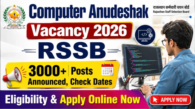 Computer Anudeshak Vacancy 2026 RSSB : 3000+ Posts Announced, Check Dates, Eligibility & Apply Online Now