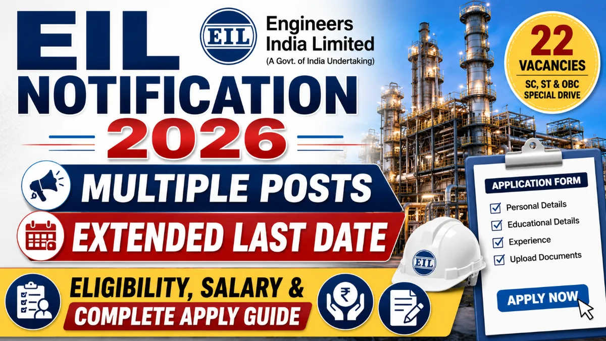 EIL Notification 2026 thumbnail showing multiple posts extended last date eligibility salary and complete apply guide details