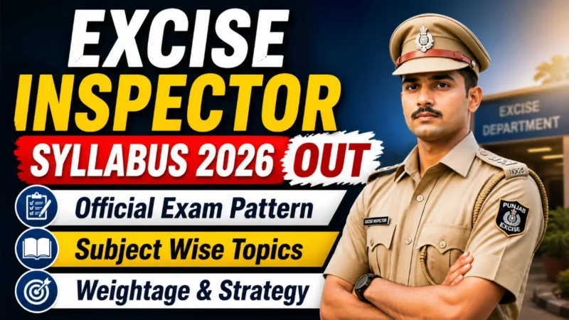 Excise Inspector Syllabus 2026 Out : Official Exam Pattern, Subject Wise Topics, Weightage & Strategy