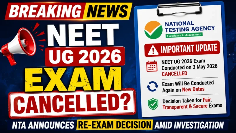 NEET UG 2026 Exam Cancelled? NTA Announces Re-Exam Decision Amid Investigation