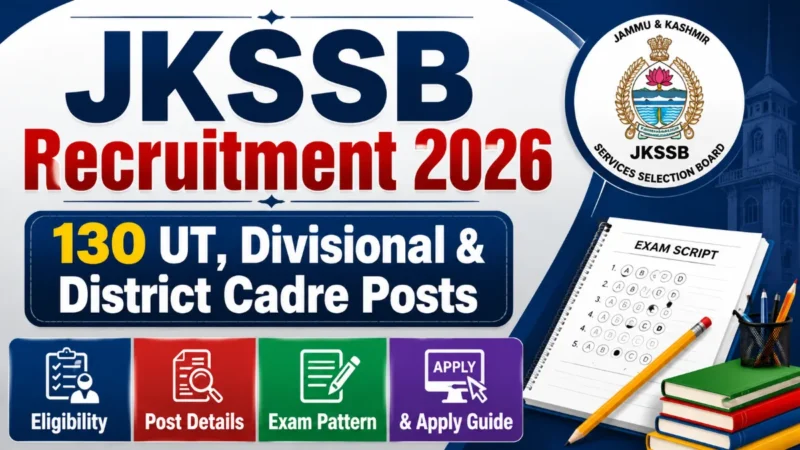 JKSSB Recruitment 2026 : 130 UT, Divisional & District Cadre Posts – Eligibility, Post Details, Exam Pattern & Apply Guide