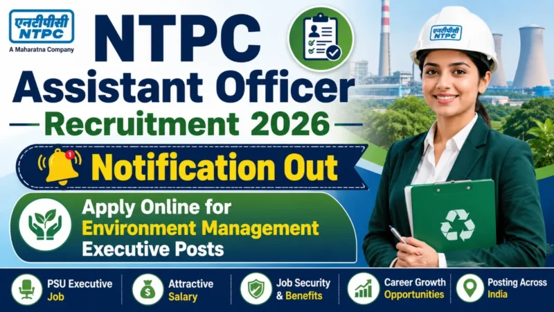 NTPC Assistant Officer Recruitment 2026 Notification Out, Apply Online for Environment Management Executive Posts