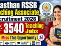 RSSB Teaching Associate Recruitment 2026 Rajasthan : 3540 Teaching Jobs, Don’t Miss This Opportunity