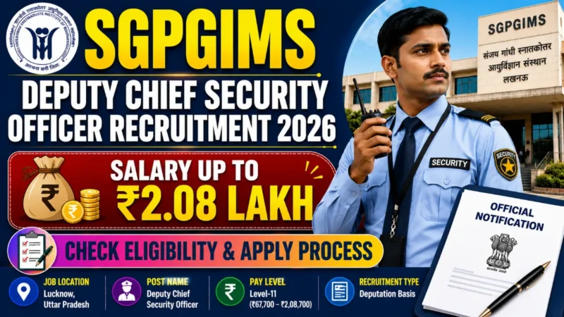 SGPGIMS Deputy Chief Security Officer Recruitment 2026 : Salary Up to ₹2.08 Lakh, Check Eligibility & Apply Process