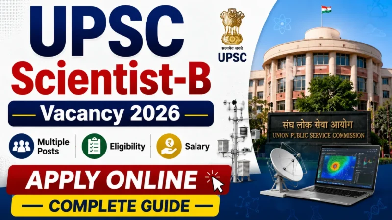 UPSC Scientist-B Vacancy 2026 : 40+ Posts, Eligibility, Salary, Apply Online – Complete Guide