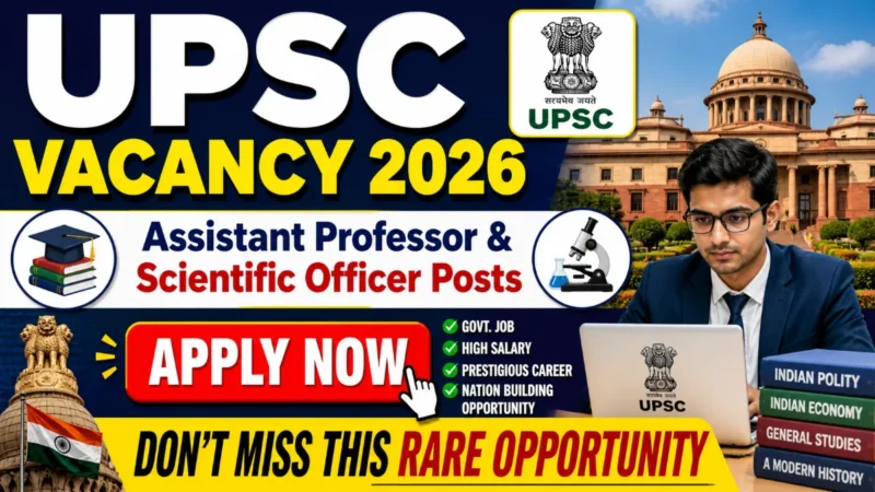 UPSC Recruitment 2026 : Assistant Professor & Scientific Officer Posts, Apply Now Before Last Date