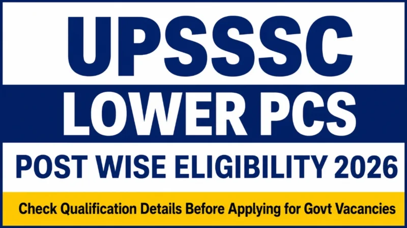 UPSSSC Lower PCS Post Wise Eligibility 2026 : Check Qualification Details Before Applying for Govt Vacancies