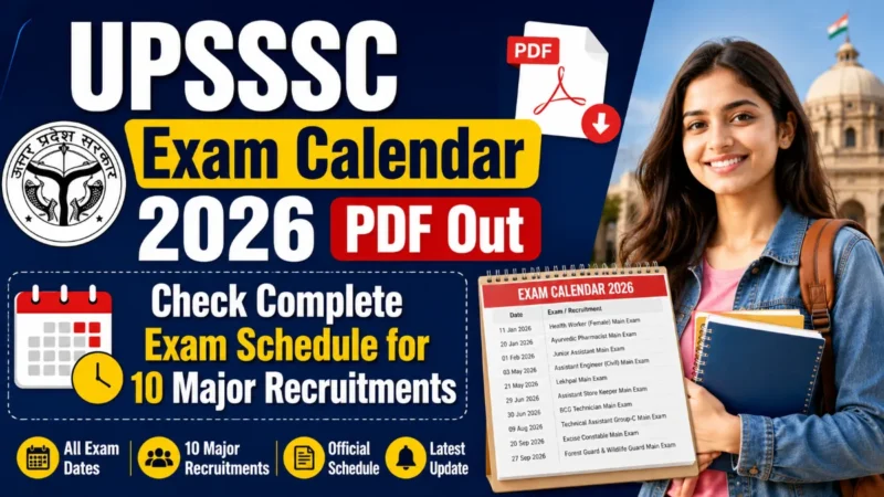 UPSSSC Exam Calendar 2026 PDF Out : Check Complete Exam Schedule for 10 Major Recruitments